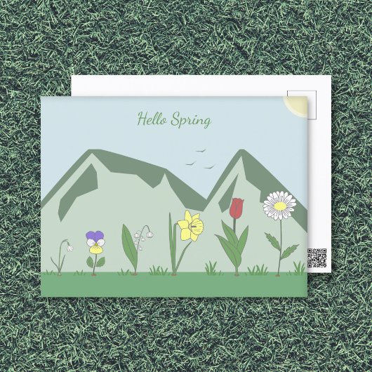 Bergen & Lente Bloemen Landschap Briefkaart