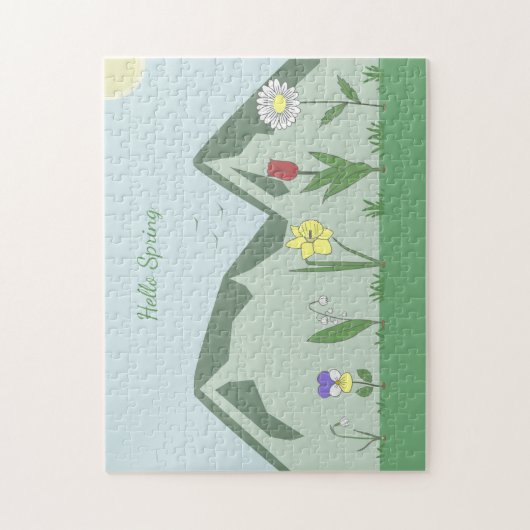 Bergen & Lente Bloemen Landschap Puzzel Legpuzzel (Verticaal)