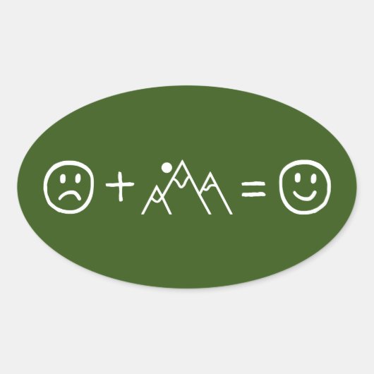 Bergen maken je gelukkig ovale sticker (Voorkant)