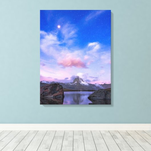 Bergen | Matterhorn & Lake Stellisee Canvas Afdruk (Insitu (Houten vloer))