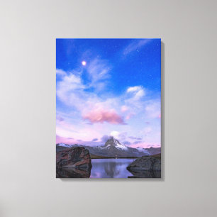 Bergen   Matterhorn & Lake Stellisee Canvas Afdruk