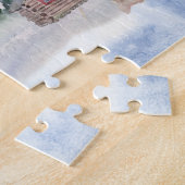 Bergen, meer, bomen, cabine, winterscene van Beer Legpuzzel (Zijkant)