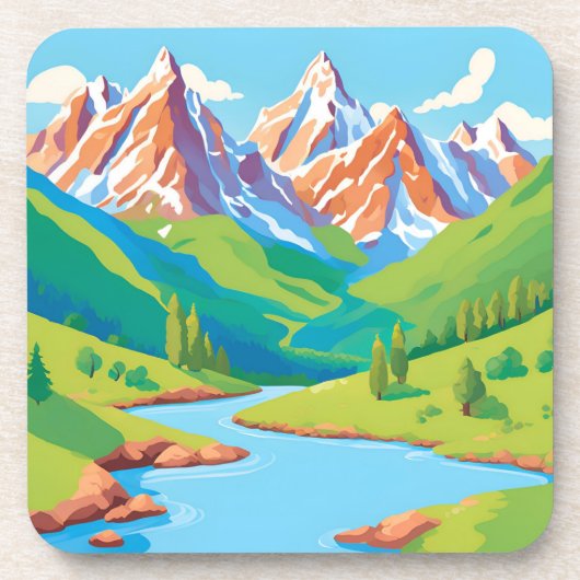 Bergen met beekjes bier onderzetter (Voorkant)