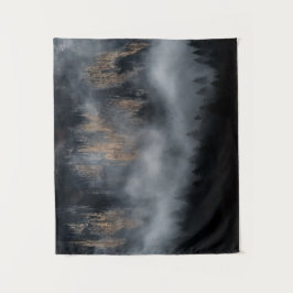 Bergen met mist door bronbos wandkleed