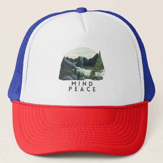Bergen Mind Peace Mountains Camping 🏕 Trucker Pet (Voorkant)