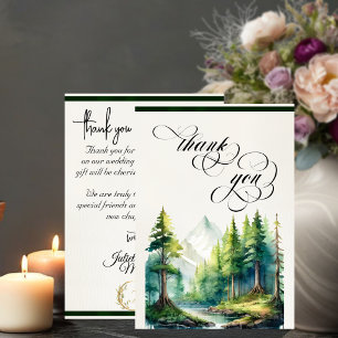 Bergen, Monogram & Calligrafie - Smaragd Bedankkaart