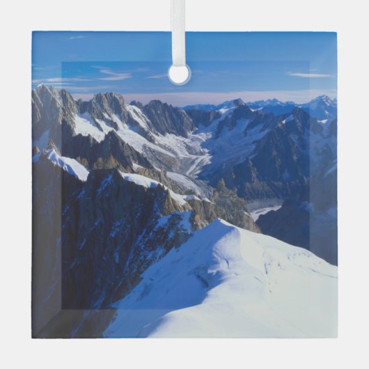 Bergen | Mont Blanc, Europese Alpen Glas Ornament (Voorkant)