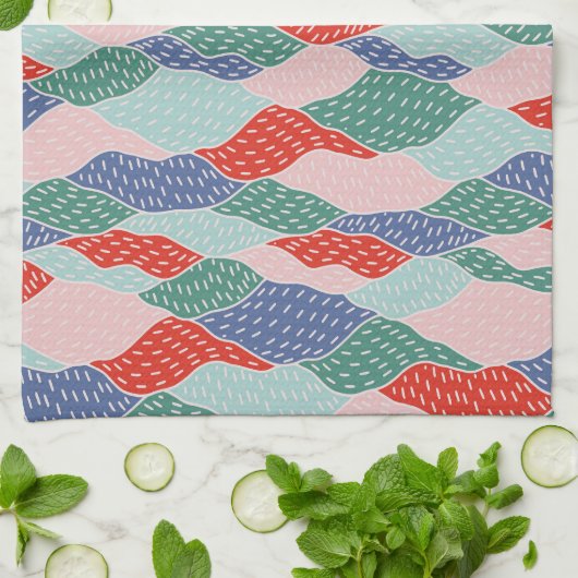 Bergen, mozaïek, collage, met de hand getrokken, g theedoek (Gevouwen)