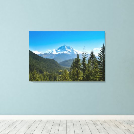 Bergen | Mt. Hood Oregon Canvas Afdruk (Insitu (Houten vloer))