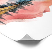 Bergen Natuur Illustratie Pastel Kleur Paint Poster (Hoek)