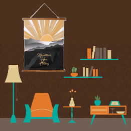 Bergen noemen Burnt Sienna Sunrise Sunset Hangend Wandkleed