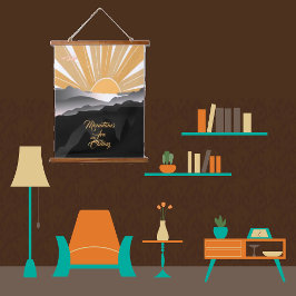 Bergen noemen Burnt Sienna Sunrise Sunset Hangend Wandkleed