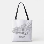 Bergen Noorwegen Beauful Streetscape Line Drawing Tote Bag (Achterkant)