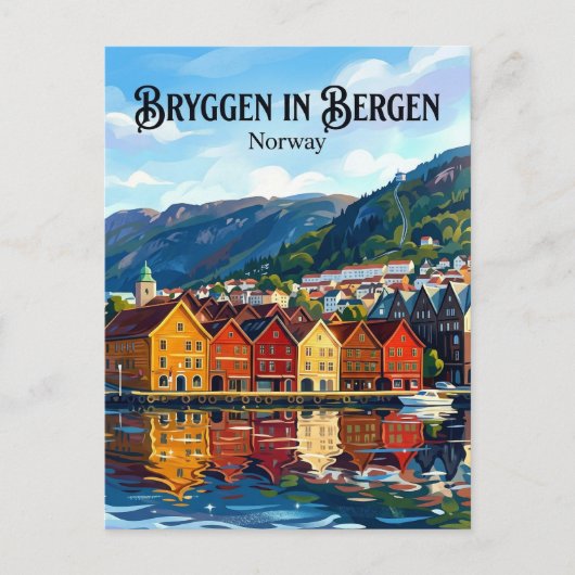 Bergen Noorwegen Briefkaart (Voorkant)