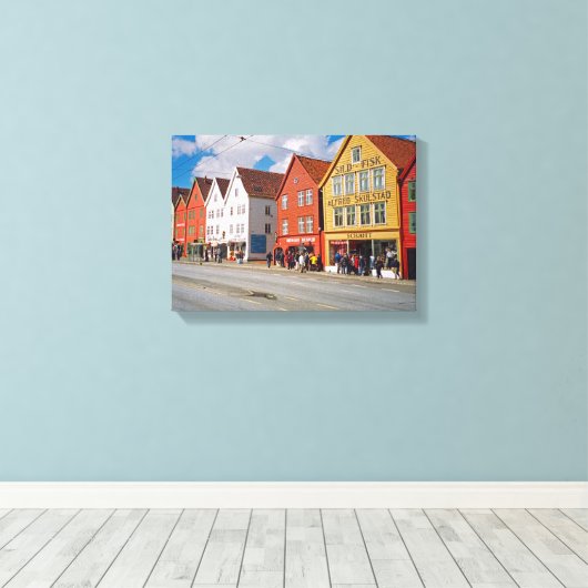 Bergen, Noorwegen Canvas Afdruk (Insitu (Houten vloer))