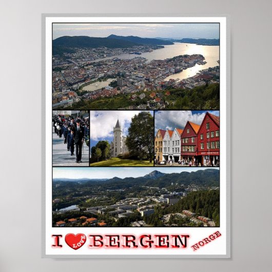 Bergen - Noorwegen - Ik hou van - Poster (Voorkant)