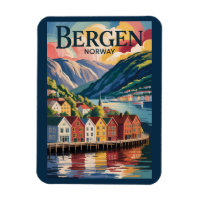 Bergen Noorwegen Illustratie Reis Kunst Vintage