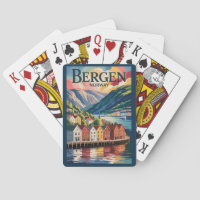 Bergen Noorwegen Illustratie Reis Kunst Vintage