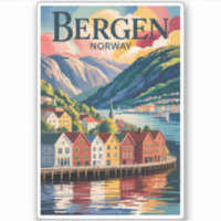 Bergen Noorwegen Illustratie Reis Kunst Vintage