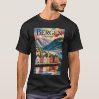 Bergen Noorwegen Illustratie Reis Kunst Vintage