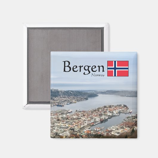 Bergen Noorwegen Magneet (Voorkant / Achterkant)
