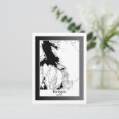 Bergen Noorwegen Moderne stadsplattegrond Briefkaart (Staand voorkant)
