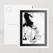 Bergen Noorwegen Moderne stadsplattegrond Briefkaart (Voorkant / Achterkant)