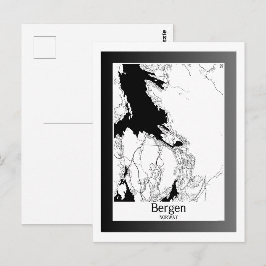 Bergen Noorwegen Moderne stadsplattegrond Briefkaart (Voorkant / Achterkant)