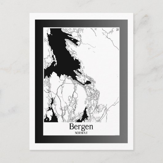 Bergen Noorwegen Moderne stadsplattegrond Briefkaart (Voorkant)