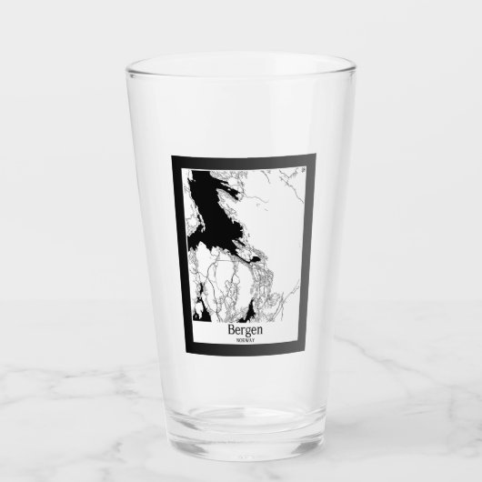 Bergen Noorwegen Moderne stadsplattegrond Glas (Voorkant)