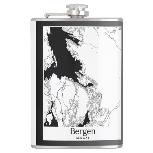 Bergen Noorwegen Moderne stadsplattegrond Heupfles (Voorkant)