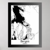 Bergen Noorwegen Moderne stadsplattegrond Poster (Voorkant)