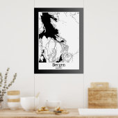 Bergen Noorwegen Moderne stadsplattegrond Poster (Keuken)