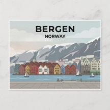 Bergen, Noorwegen reis ansichtkaart