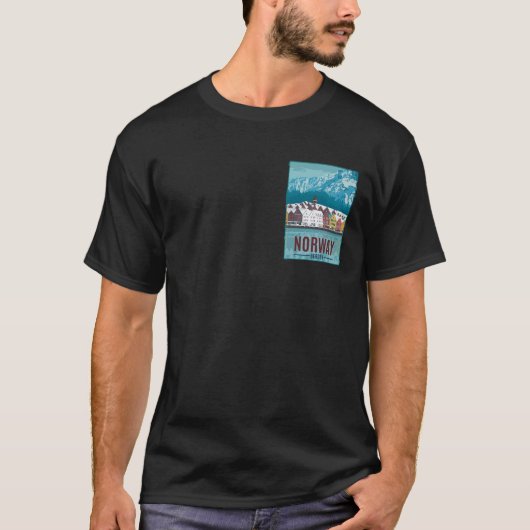 Bergen Noorwegen Reisposter T-shirt (Voorkant)