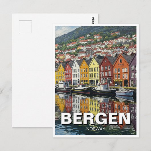 Bergen Noorwegen Reizen Briefkaart (Voorkant / Achterkant)