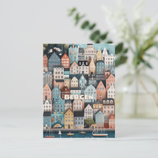 Bergen Noorwegen Reizen Briefkaart (Staand voorkant)