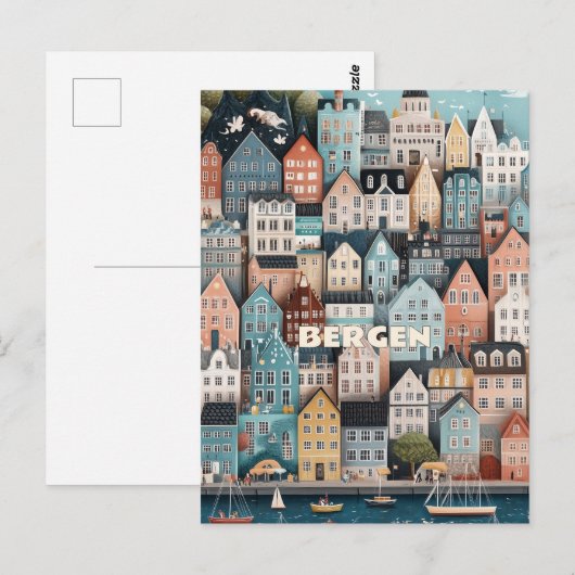 Bergen Noorwegen Reizen Briefkaart (Voorkant / Achterkant)