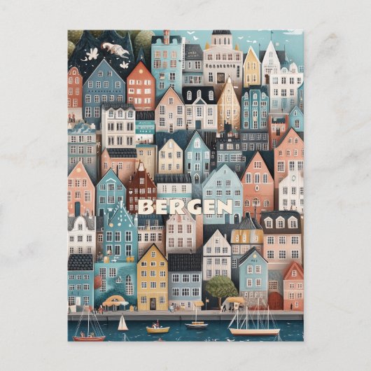 Bergen Noorwegen Reizen Briefkaart (Voorkant)