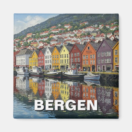 Bergen Noorwegen Reizen Magneet (Voorkant)
