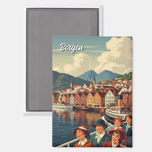  Bergen Noorwegen Reizen Magneet (Voorkant / Achterkant)