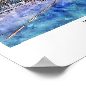 Bergen Noorwegen Reizen Waterverf Schets Hand gete Poster (Hoek)