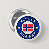 Bergen Noorwegen Ronde Button 5,7 Cm (Voorkant /achterkant)