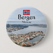 Bergen Noorwegen Ronde Button 7,6 Cm (Voorkant)