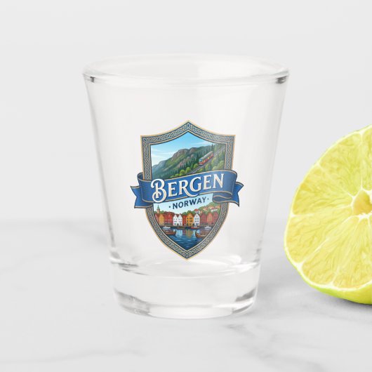 Bergen Noorwegen Shot Glas (Voorkant)