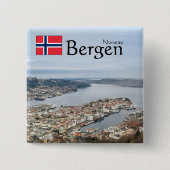 Bergen Noorwegen Vierkante Button 5,1 Cm (Voorkant)
