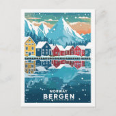 Bergen Noorwegen Vintage Beroemde reisplaats Briefkaart (Voorkant)