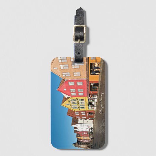 Bergen, Noorwegen winkels en warenhuizen kaart Bagagelabel (Voorkant (verticaal))