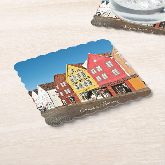 Bergen, Noorwegen winkels en zaken Kartonnen Onderzetters (Gebogen)