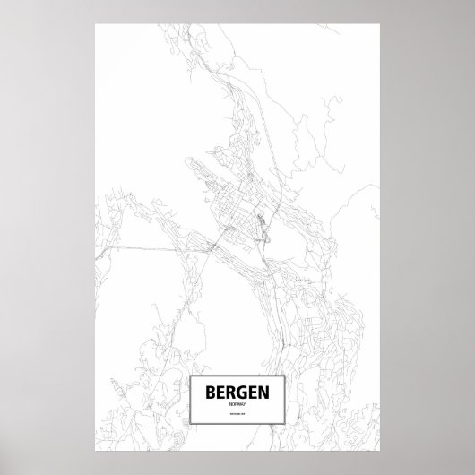 Bergen, Noorwegen (zwart op wit) Poster (Voorkant)
